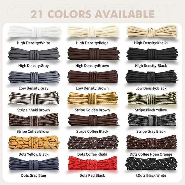 Heavy Duty Shoelaces for Hiking Boots and Work Boots