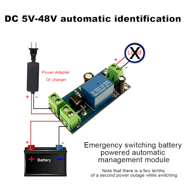 Strømbrudd Automatisk Bryter Standby Litium Batterimodul 5V-48V Universal YX850 Nødkonverter