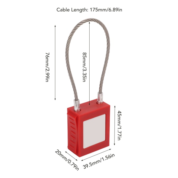 Rött stål säkerhetshänglås med 2 nycklar för lockout Tagout kabellås
