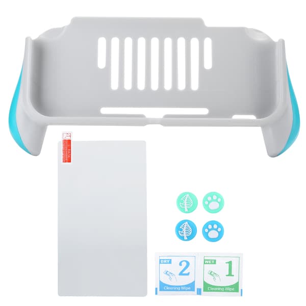 ABS Blå Spelkonsol Grepp Tangentskydd Härdat Skydd Kit Tillbehör för Switch Lite Blå