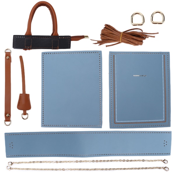 Gör-det-själv virkad väska Handgjord Handväska i modern stil Legering konstläder för hantverksälskare (blå)