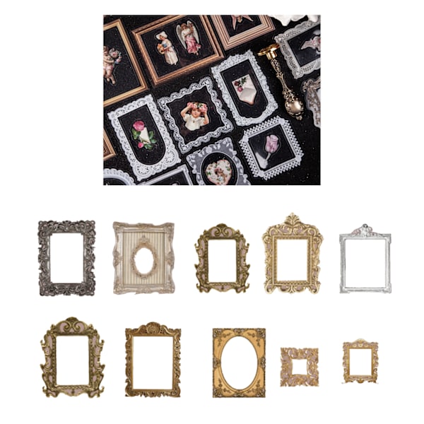 20 kappaletta koristetarroja Retro peilikehys PET-tarroja DIY-käsitöihin Scrapbooking-valokuva-albumiin Tyyppi 2