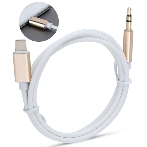 Bærbar lydkabel til køretøj til IOS-stik til 3,5 mm AUX-adapterstik til IOS/7/8/XGold og hvid (med pakke)
