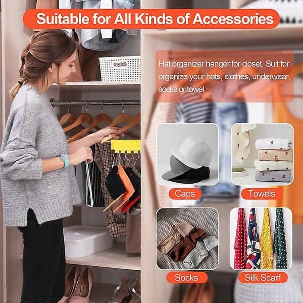 Hat Rack for Baseball Caps, Hat Organizer for Hangers, Room, Wardrobe