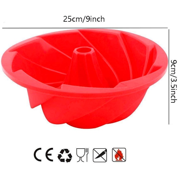 Silikonespiraldesignforme 9 tommer non-stick kageform 3D brød kageform DIY stor bageform bageværktøjer