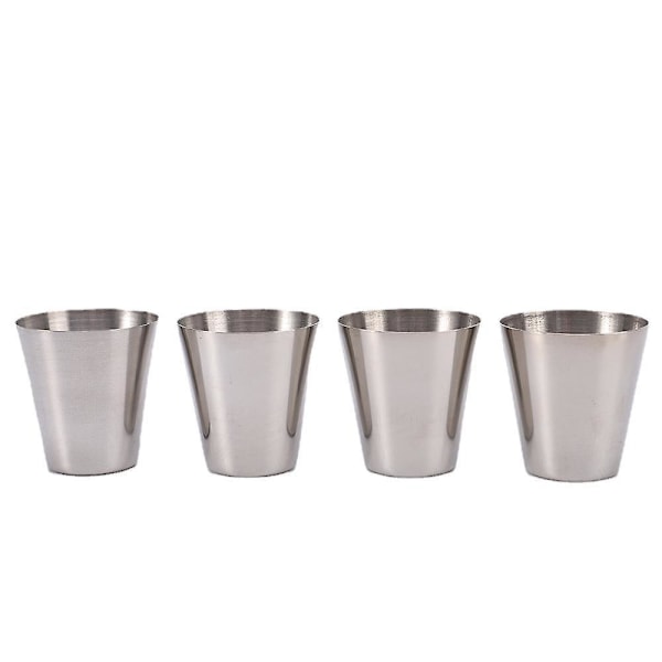 Portable Stainless Steel Camping Mug Set - 4 Pack, 100ml Stackable Metal Mugs, Travel Friendly Stainless Steel Water Tumblers