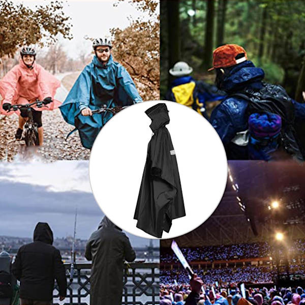3 i 1 regnponcho för vuxna Återanvändbar regnkappa med huva Bärbart picknickmatta tält för utomhusvandring, klättring och camping