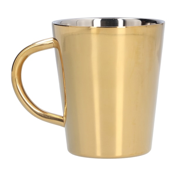 300 ml vannkrus med håndtak 304 rustfritt stål varmeisolasjons kaffekopp for kontorhjemGold