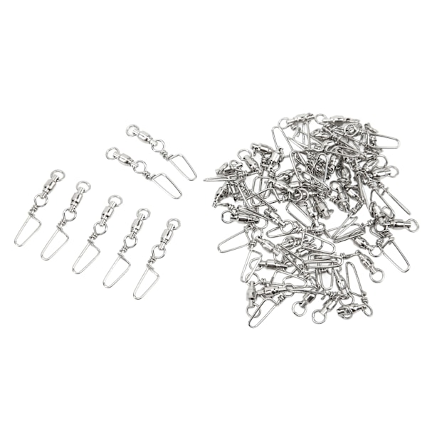 50 st High Strength Fiske Snap Swivels Rostfritt Stål B-Typ Kullager Swivels för Saltvattenfiske 0#