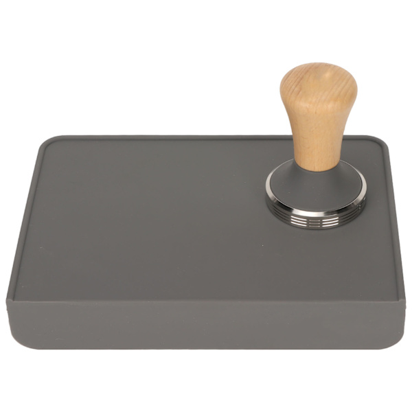 Överdimensionerad kaffepressningsdyna och träkaffepressningsset Dammtät silikonpressningsmatta för hem Grå 58MM kaffepress