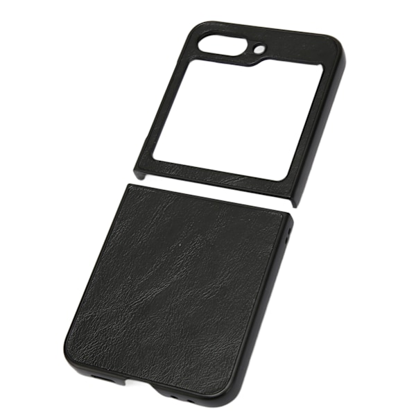 Foldbar Skærm Telefon Beskyttende Læder Etui Anti Rids Stødsikker Mobiltelefon Etui til Galaxy Z Flip 5 Sort Læderstruktur