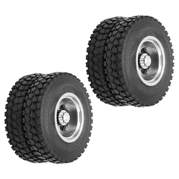 Metalllegering bakhjulsnavfälgar med 22 mm bredd bakre gummilastarhjul för Tamiya 1/14 RC TrailerBlack
