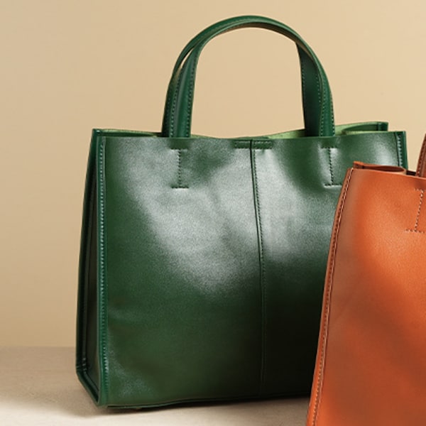 Stor Grön Läder Tote Bag för Kvinnor 30x13x27cm Perfekt för Höst och Vinter green About 30*13*27cm