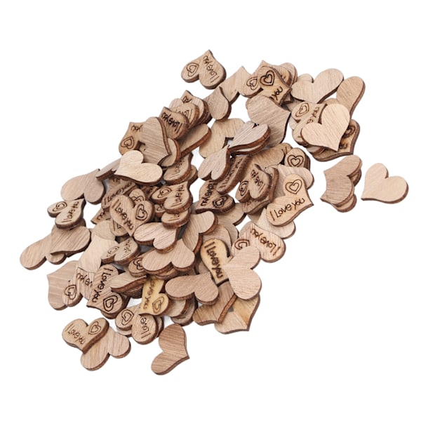 200 stk. Trehjerter 16x22mm Premium Tre Miljøvennlig Ikke-giftig Bred Anvendelse Hjerteutskjæringer for DIY Gaver Håndverk