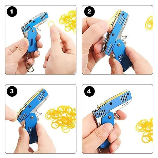 Mini sammenleggbar gummibånd leketøy gummibånd launcher leketøy nøkkelring Sammenleggbar håndlaget leke for voksne barn