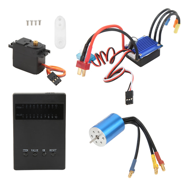 RC Borstlös Combo Set 3300KV Motor 25A ESC 2.2KG Servo och Programmeringskort Kit för Wltoys 1/16 1/18 Bilar