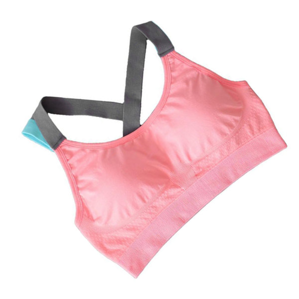 Träningsbh för kvinnor, sömlös, låg effekt, ryggstöd, bekväm, sportbh, väst för träning, rosa, S