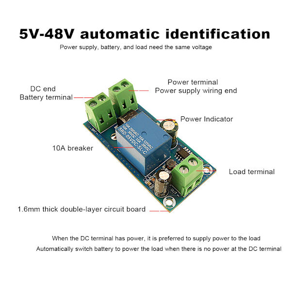 Strömavbrott Automatisk Omkopplare Standby Litiumbatterimodul 5V-48V Universell YX850 Nödströmsomvandlare