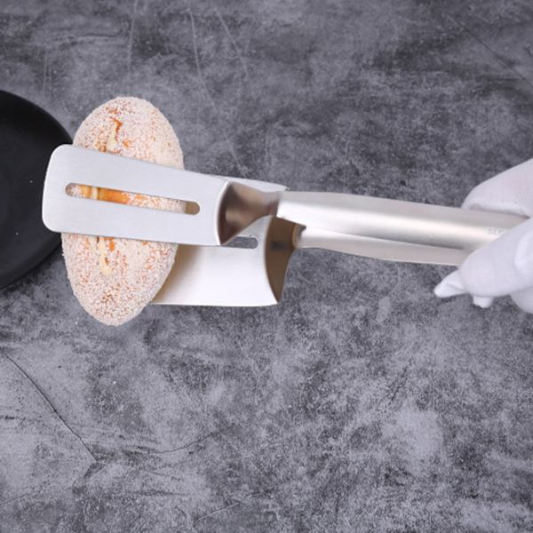 Rustfrit stål steak klemmer madlavning tang multifunktionel mad flipping spatel tang klip til kød pizza tærter