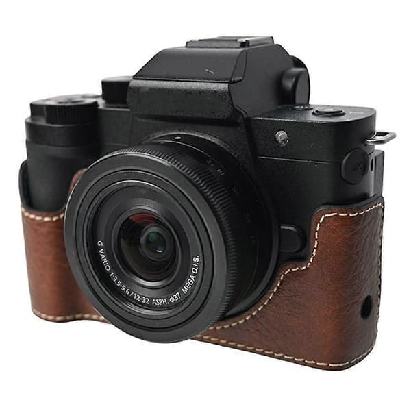 For Panasonic Lumix G100K Camera Bag with Shoulder Strap Large Cutout Litchi Texture PU Protective