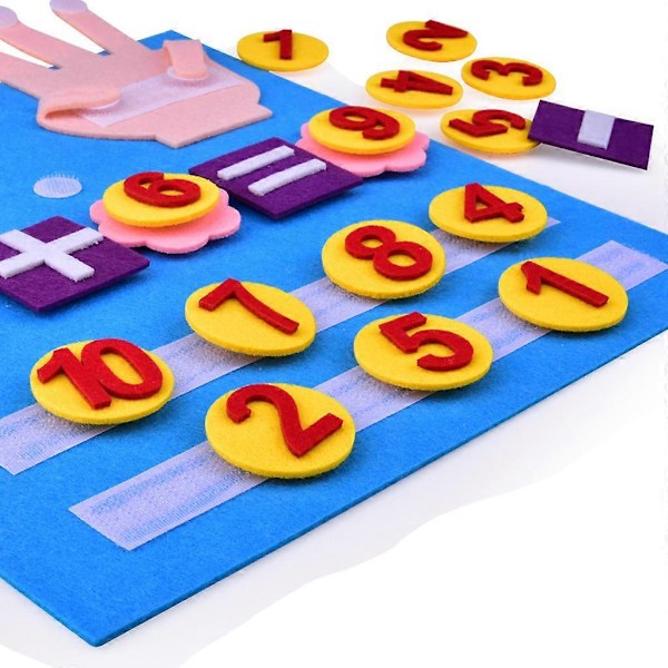 Filt finger lærebrett Filt undervisningsbrett Aktivitetsbrett Barnas DIY tidlig utdanning pedagogiske leker Telletavle