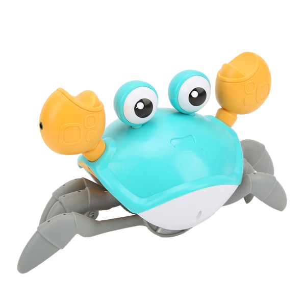 Krabbe Krabbelegetøj USB Genopladelig Undgå automatisk forhindringer Krabbebabylegetøj med musik og lyseblå