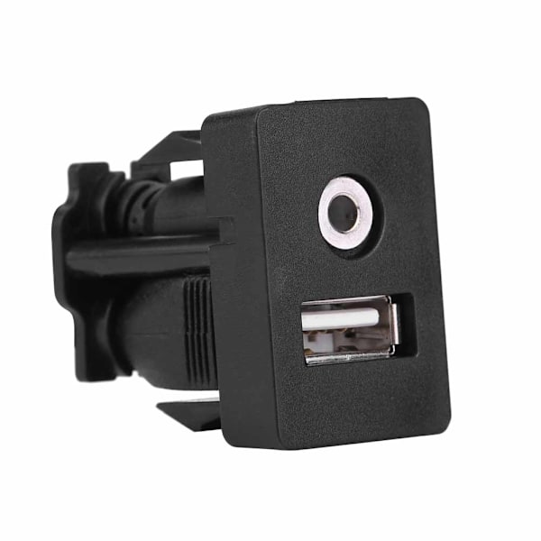 Auton kojelautaan asennettava USB-portti ja 3,5 mm AUX-liitäntäjohto