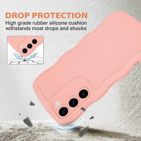 Samsung Galaxy S23 Plus Phone Case, Curly Wavy Frame Liquid Silicone Flexible Soft Shockproof Camera Protection Bumper Cover