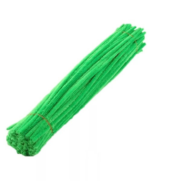 100 stk Rørrensere Fleksibel bøjelig ren farve polyester chenille stilke DIY børns tidlige uddannelse håndlavet legetøj grønt