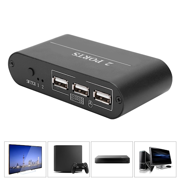 HDMI Switch Lille 2-i-1-ud 2-Port 4K Deling til USB Tastatur / Mus / Printer / Video