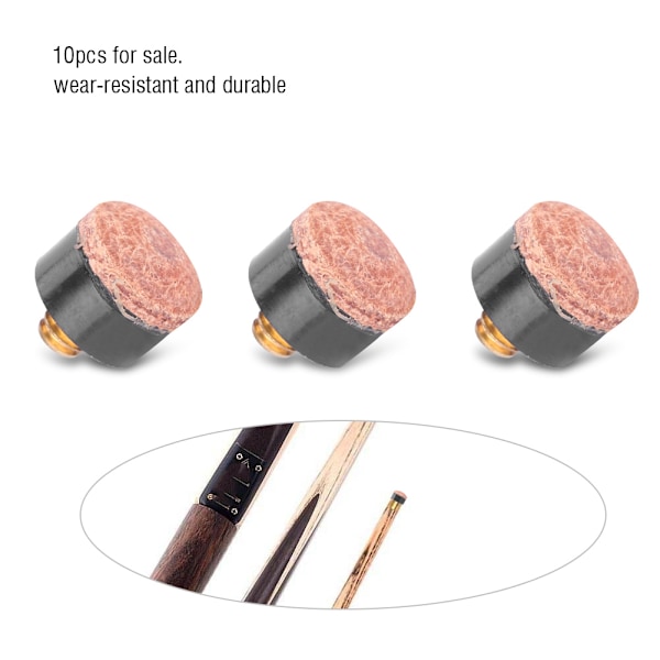 10 kpl Biljardi Snooker Pool Cue -tangon kärki Varaosat Tarvikkeet (10 mm)