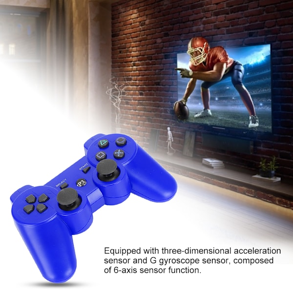Trådlös Intelligent Bluetooth Spel Gamepad Funktionell Handkontroll Signalstabilisering för PS3blå