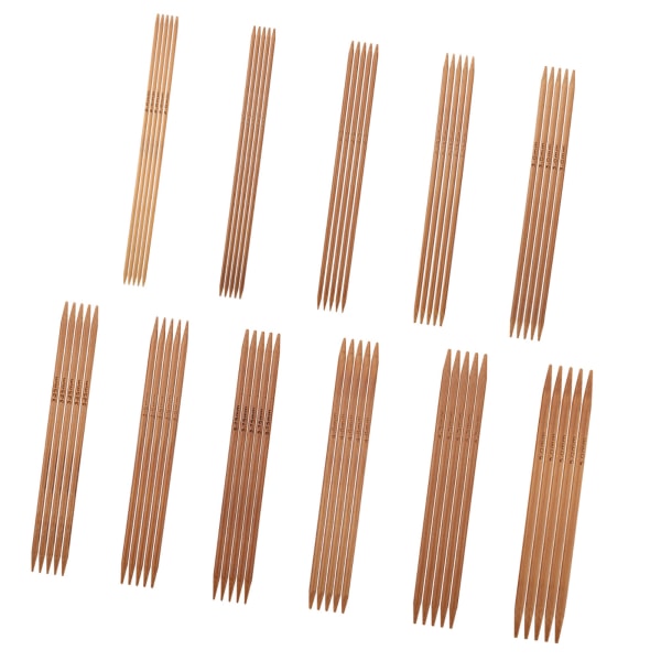 Bambu dubbelspetsade stickor set - 11 storlekar (5,1 tum/13 cm)