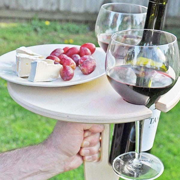 Bærbar udendørs foldbar vinglasholder i træ Strand Picnic Party Vinbord
