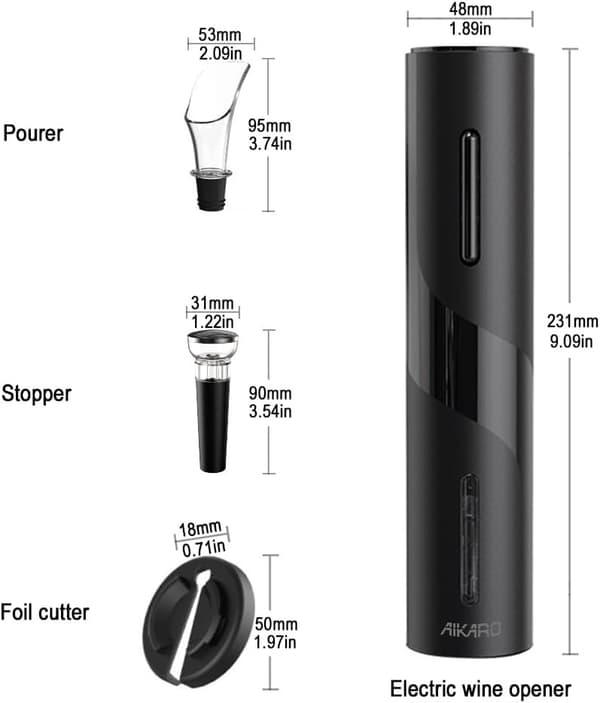 Electric Wine Opener Automatic Electronic Corkscrew, Battery Operated (Set)