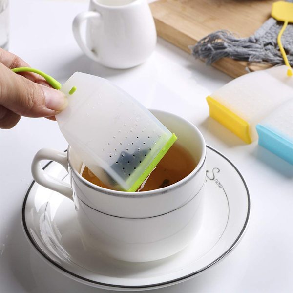 Silikonteinfuser för te med slumpmässig färg, tesil med rep för teörter