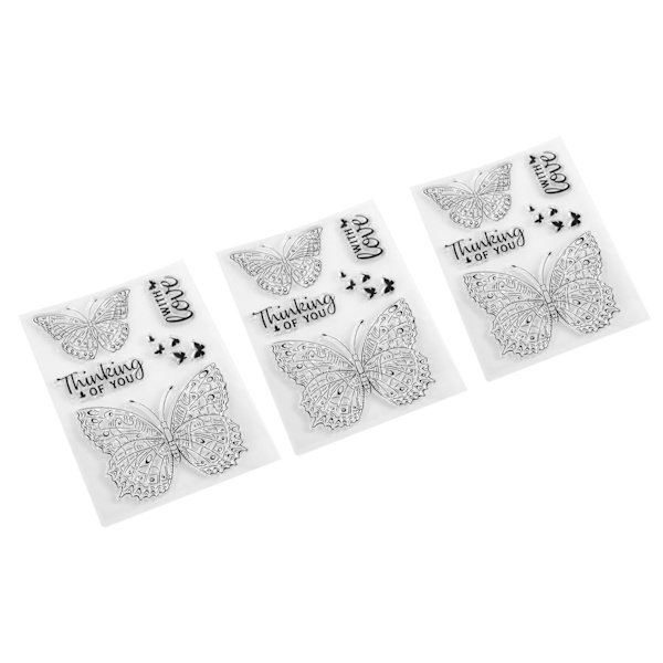3 stk. Transparent Stempel Sommerfuglformet Preget DIY Scrapbook Kortlaging Transparent Stempeldekorasjon