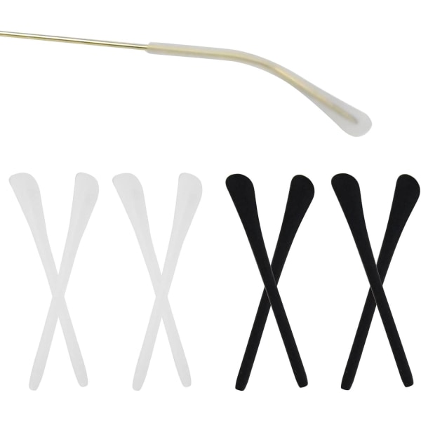 4 par brillespidser - skridsikker silikone ørekrog ørekrog, skridsikker øresokrør, erstatningstilbehør til tynde metalsolbriller