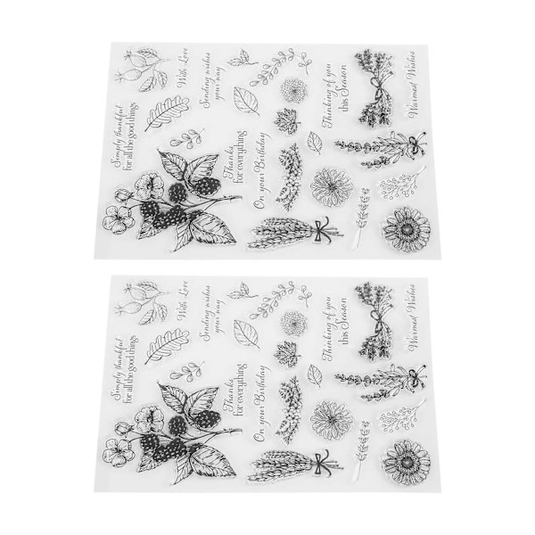2 stk. Transparent Stempel Plantetema Trygt Gjenbrukbart Materiale Bred Anvendelse Klart Stempel for Kort Bok Konvolutt