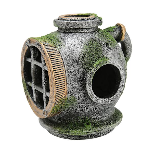 Akvarium Hjelm Ornament Simulation Giftfri Skjulested Hus Harpiks Fiskekum Dekoration til Ferskvand Saltvand