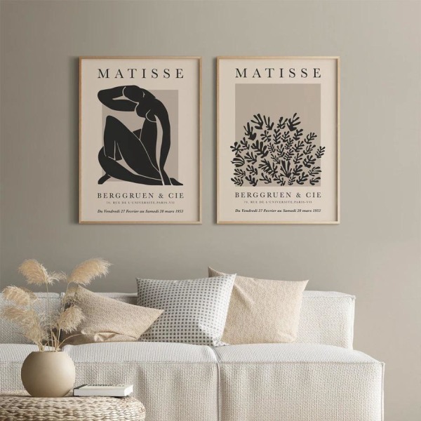 Sæt med 2 (20×30 cm) uindrammede print, Henri Matisse Nordisk abstrakt botanisk lærred Stue Soveværelse HD Dekorativ Airbrush vægmaleri
