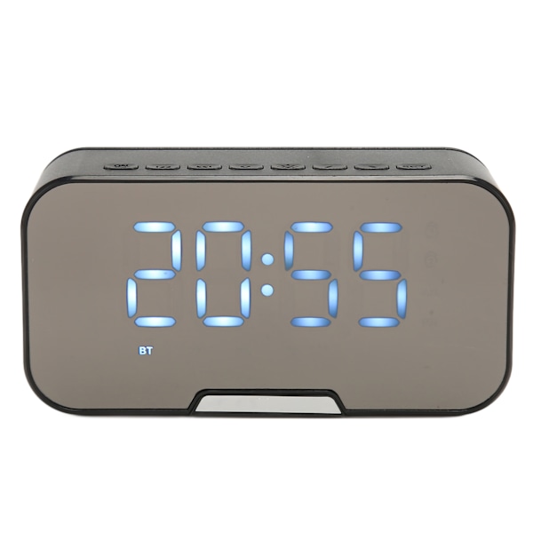 Bluetooth-högtalare med digital väckarklocka, temperaturvisning, röstmeddelande, FM-radio, spegelväckarklocka, svart