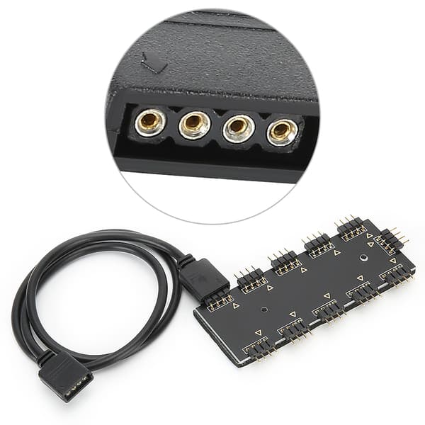 RGB Hub Controller 1‑10 RGB Hub Controller PC Chassifläkt Hub CPU Kylning HUB1‑10 12V ARUA Hub Controller