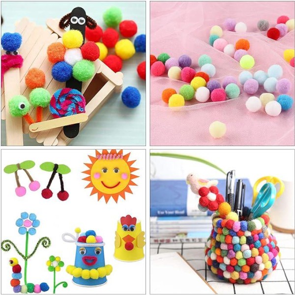 (500 stk.)Pom poms Craft elastiske mini pom poms dekorationer bolde til hobby forsyninger 2,5 cm assorteret farve til børn DIY kreativt håndværk