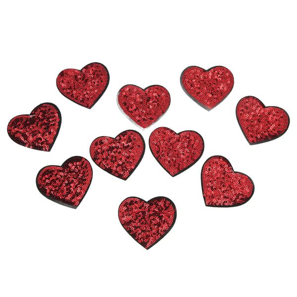 10 st Röda Hjärtan Patch DIY Sömnad Bomull Stryk På Patch Broderad Applikation för Sömnad Bröllopsklänningar Presenter Väskor