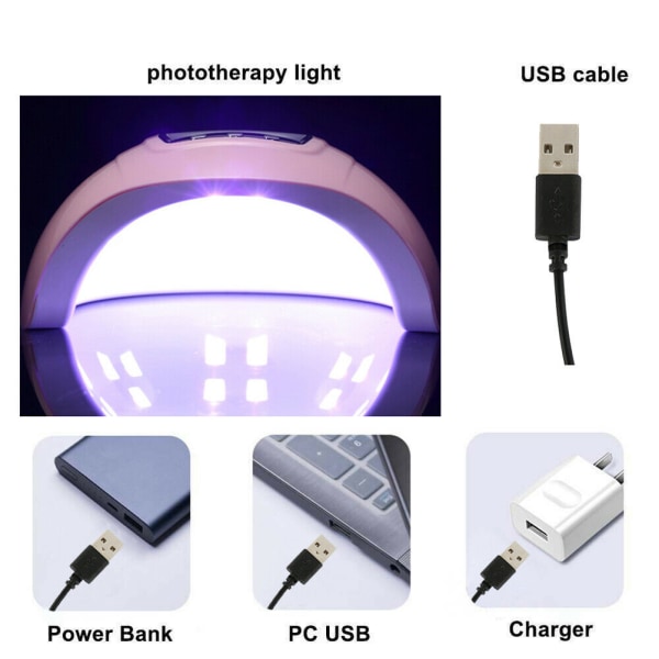 54W LED-neglelampe UV-negletørkere Fototerapi-neglemaskin med timer-negletørkerlampe