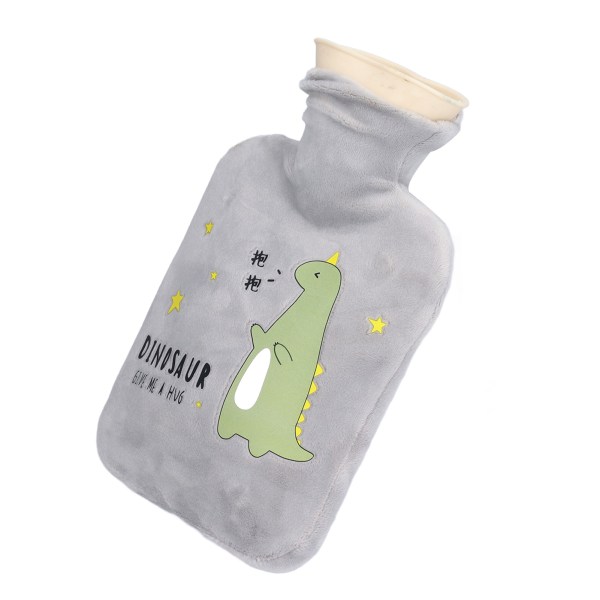 500 ml varmtvandsflaske dinosaur tegneserie fortykket lækagesikker varmvandspose til behandling af muskelømhedGrå