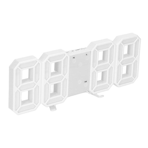 3D LED Digital Klocka Intelligent Röststyrning Tid Datum Temperaturvisning Automatisk Ljusstyrkejustering Klocka Vit Skal Gröna Bokstäver