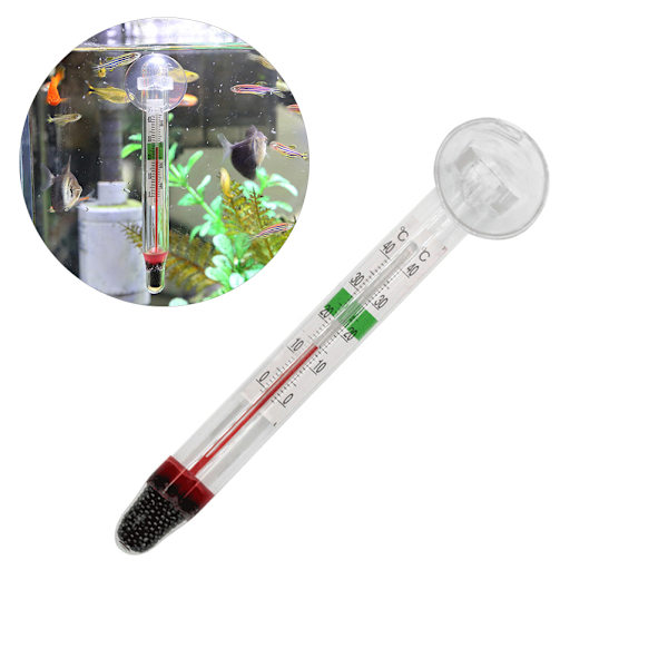 Akvarie Termometer Nedsenkbar Glass Fisketank Termometer med Sugkopp for Vanntemperatur Måling