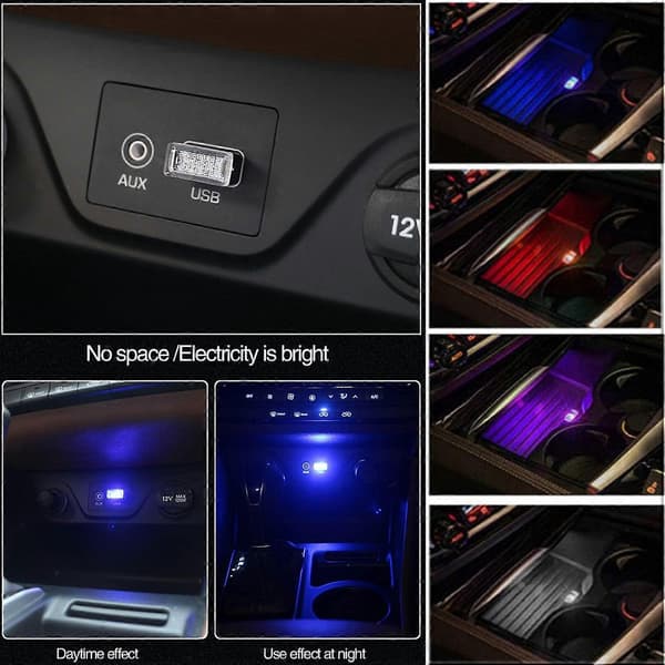 USB LED Car Interior Atmosphere Lights, 7pcs Plug-in 5V Universal Mini LED USB Lights for Car Interior Trunk.